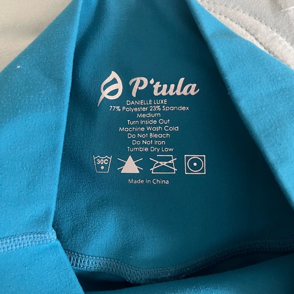 P’Tula Danielle Luxe Leggings Color Blue Turquoise Size M 26” - Picture 7 of 7